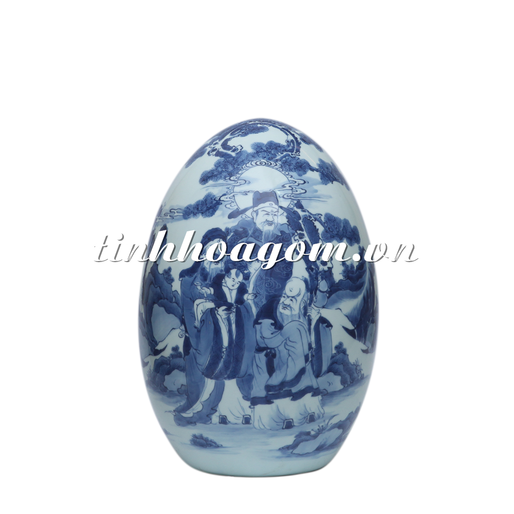 Quả trứng phong thủy - vẽ Phúc Lộc Thọ - Cao 45cm