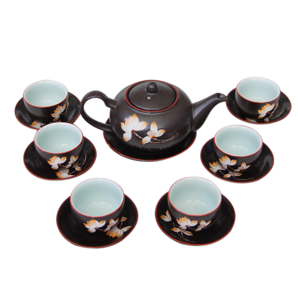 Bộ ấm chén pha trà - Hàng khử - Hoa sen