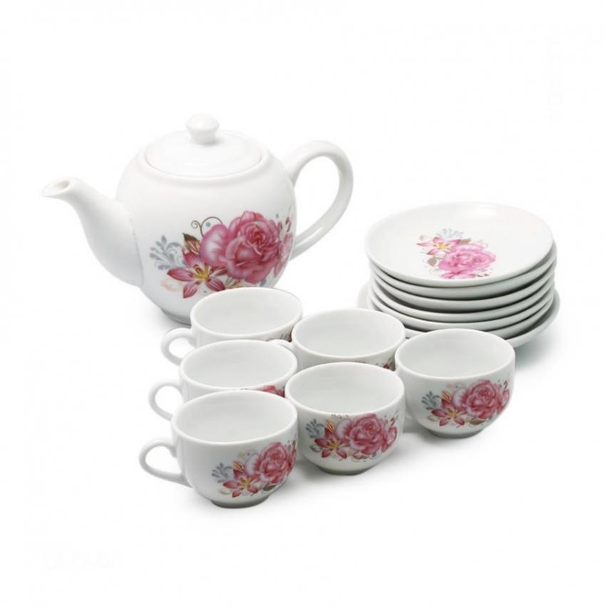 Ấm chén Bát tràng hoa hồng